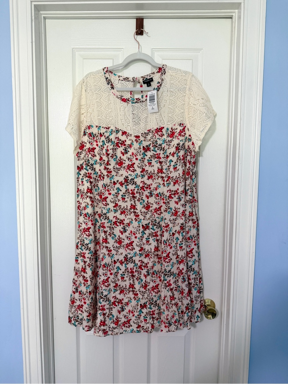 NWT - Mini Washable Gauze Lace Yoke Trapeze Dress Torris 2X